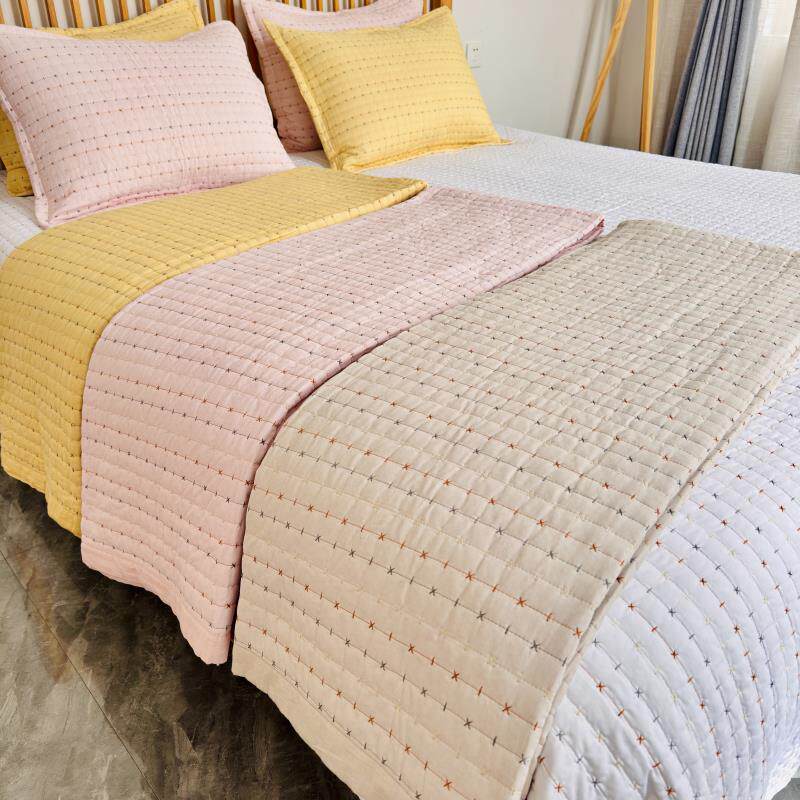 绣花绗缝被床盖欧式被盖纯棉空调被夹棉加厚床单水洗被特价处理