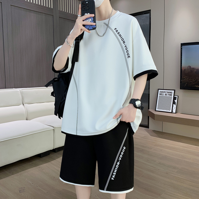 2025新款男孩高初中学生短袖短裤青少年夏季t恤大童休闲运动套装