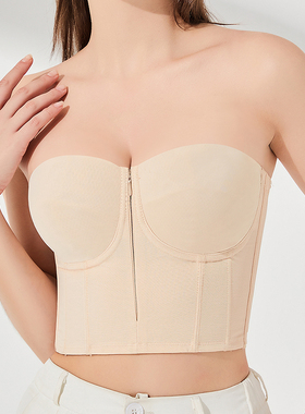 宝意琳防滑防下垂无肩带内衣大胸显小文胸婚纱礼服抹胸式收胃胸罩