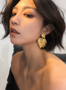 yuwelry中古铜镀金女士爱心耳环