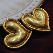 yuwelry法产拉夸欧美vintage中古素金复古爱心耳夹耳环