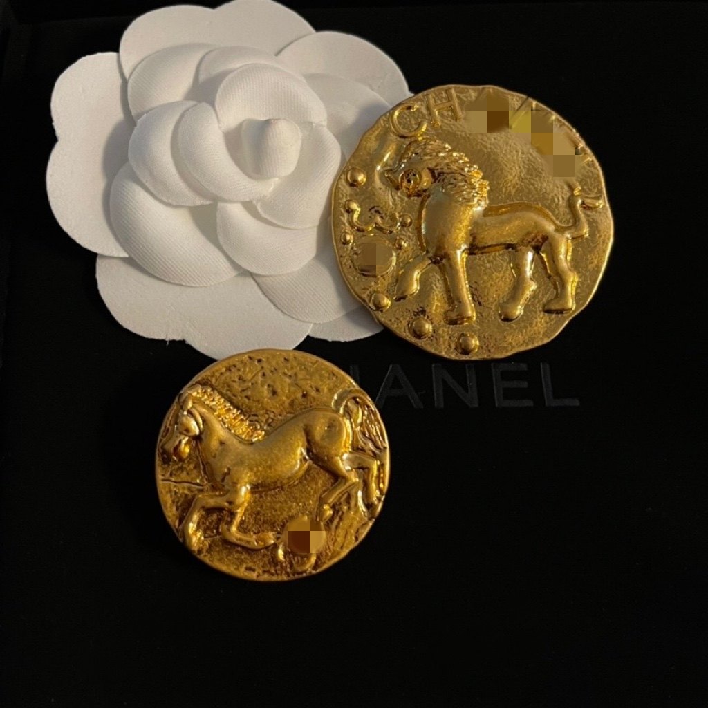 vintage中古黄铜镀金狮子胸针