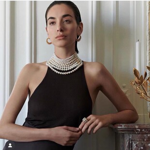 yuwelry欧美法式手工多层琉璃天然珍珠夸张气质项链ckher颈链礼服