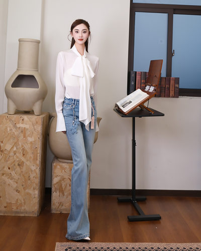 【YJXD】许我耀眼露思同款ClinkClunk新款全真丝领巾女衬衫上衣