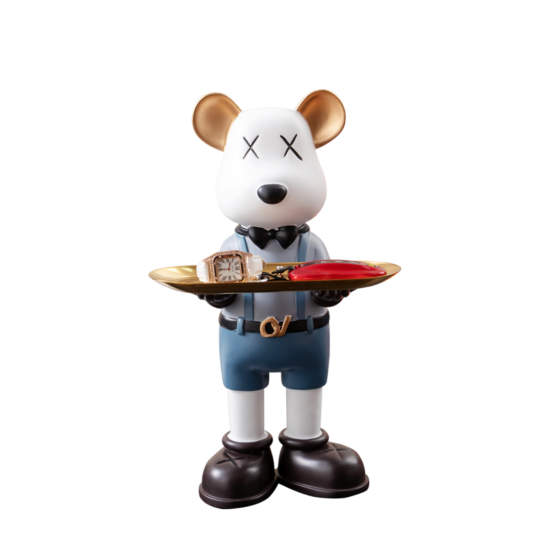 创意轻奢暴力熊玄关钥匙收纳托盘摆件网红房间装饰品卡通乔迁礼品