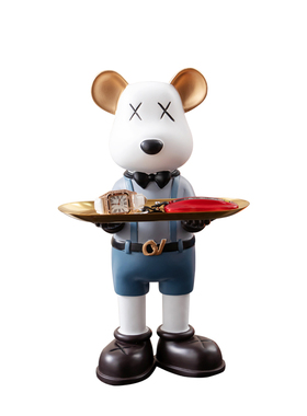 创意轻奢暴力熊玄关钥匙收纳托盘摆件网红房间装饰品卡通乔迁礼品