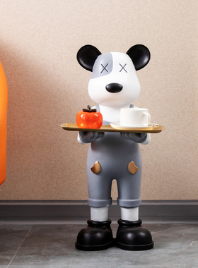 速发熊摆件轻奢家居客厅大型落地托盘电视柜沙发软装旁边饰品