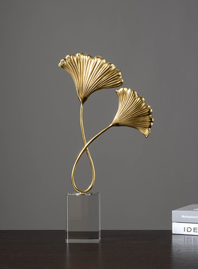 纯铜银杏水晶创意装饰品现代无障碍豪华客厅电视柜咖啡桌入口酒柜