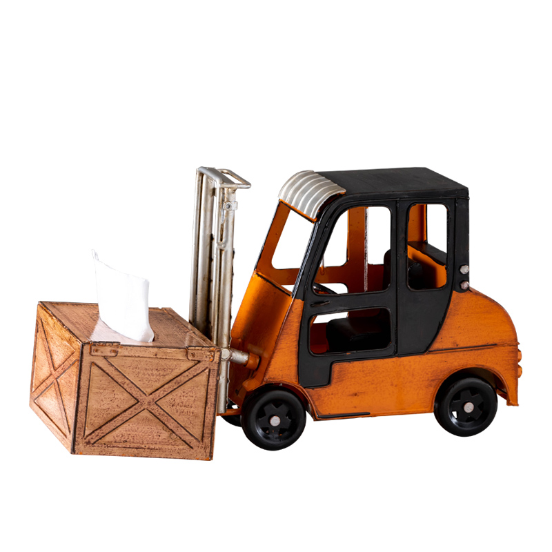 复古叉车模型创意铁皮纸巾盒摆件客厅抽纸盒手工礼物乔迁新居礼品