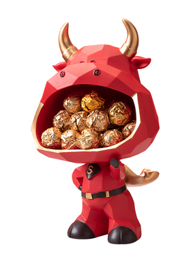 财牛创意轻奢客厅桌面摆件玄关钥匙收纳抽纸巾盒北欧现代装饰家居