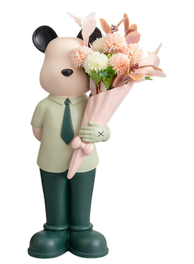 现代创意落地暴力绅士熊花插摆件客厅轻奢卡通装饰简约手工大花瓶