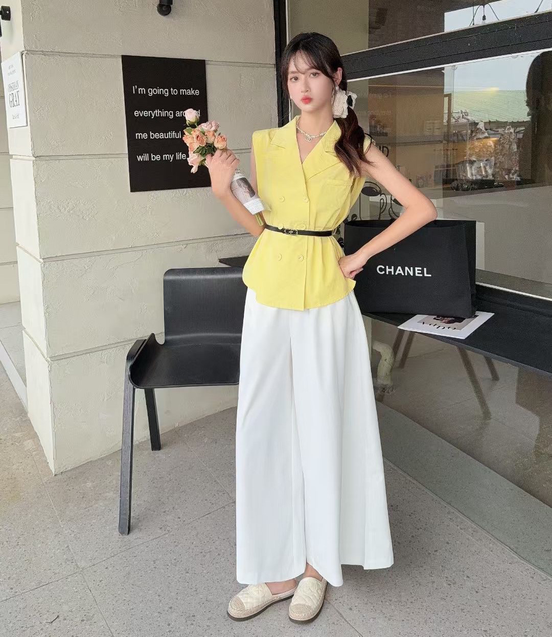 英伦风辣妹polo领无袖马甲衬时尚套装