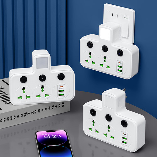 跨境供应英欧美泰澳标多功能转换器usb+type-c充电排插座面板开关