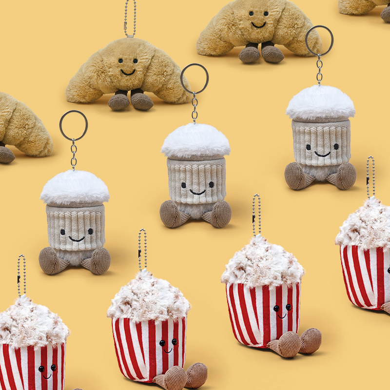 趣味咖啡杯爆米花生乌龟企鹅牛角包圣诞树星星饼干包包毛绒小挂件