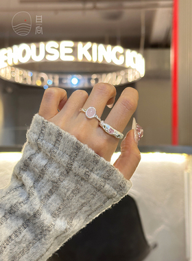 清新简约叠戴超美铜戒指女