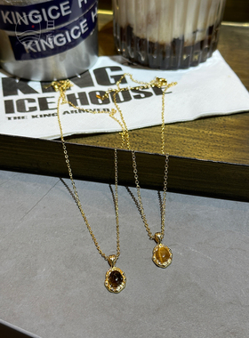 不好看我吃了！精致小巧美拉德虎眼石复古吊坠项链小众配饰锁骨链