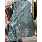 织锦缎提花织金新中式 宝相花 2026新款 马甲裙 国风马夹上衣 中长款