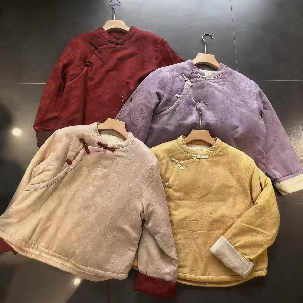 新疆棉花加厚衬衫 立领新中式国风复古文艺提花棉花棉袄上衣女冬