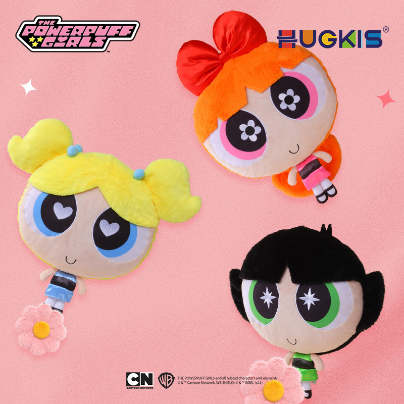 飞天小女警毛绒抱枕大头娃娃靠枕大眼睛玩偶公仔沙发床头摆件礼物