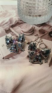 乔欣同款法式复古在逃公主蝴蝶结耳钉女小众感气质百搭耳环耳饰女