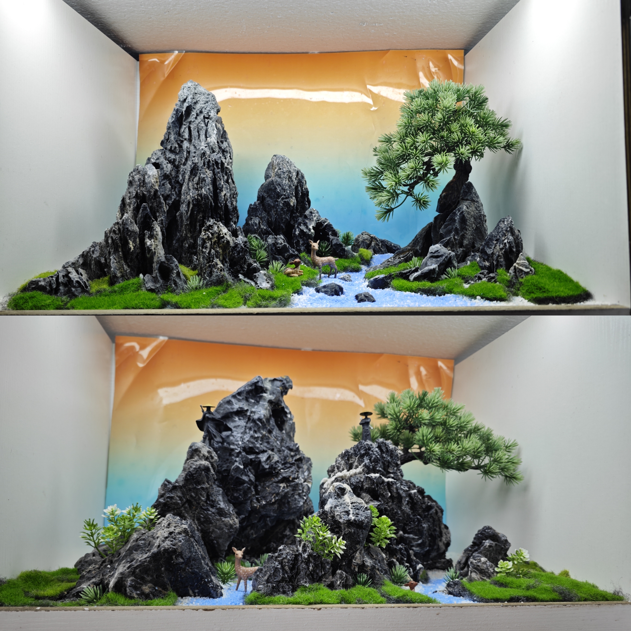 青龙石原生缸鱼缸造景小米缸成品骨架真石头