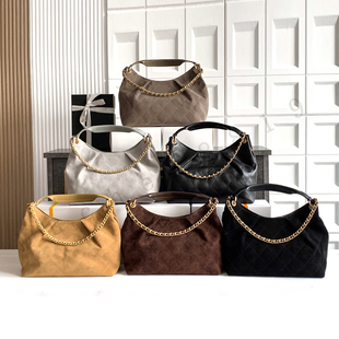 26C麂皮hobo包 香奶奶嬉皮Hobo包大容量腋下女包 手提菱格饺子包