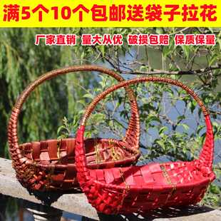 藤编创意西瓜篮水果篮柳编果蔬篮采摘篮送礼篮手提篮回礼篮插花篮