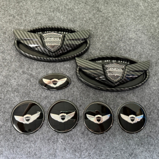 车标改装 酷派劳恩斯现代标车改前后适用7件套贴方向盘轮毂标志盖