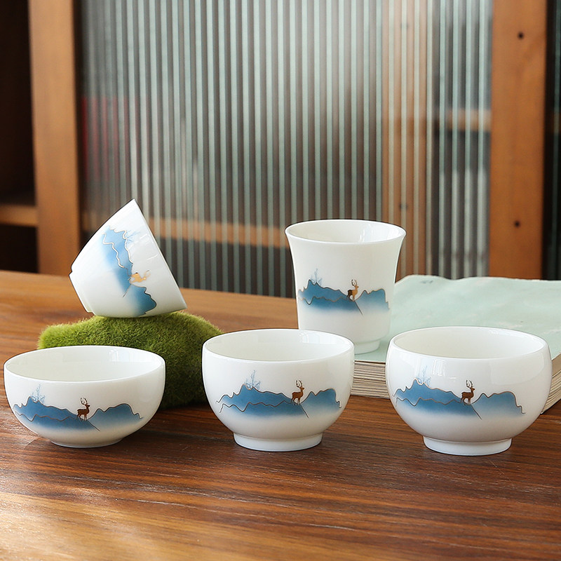 一路相伴大号羊脂玉白瓷茶杯茶盏家用高档德化白瓷普洱主人杯单杯,餐饮具,茶杯,淘宝优惠券,粉丝福利购,淘宝优惠卷