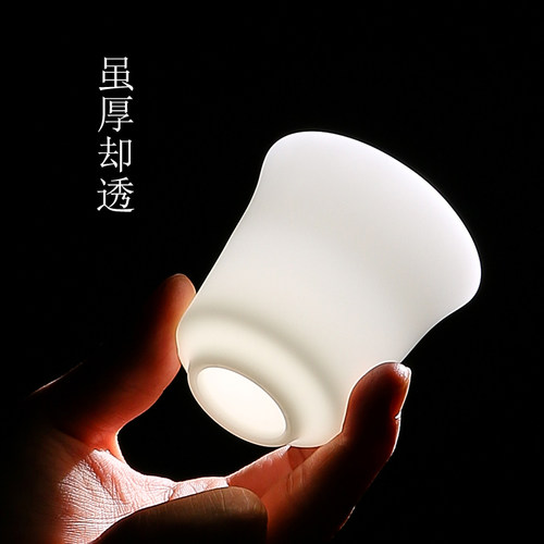 加厚胎哑光冰种玉瓷品茗杯主人杯