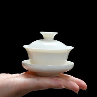 55毫升白瓷小号盖碗 德化玉瓷品茶杯 迷你小茶碗三才碗功夫斗茶杯