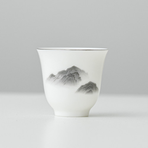 50/60水墨风描银精致茶杯主人杯