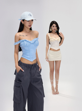 Kilonova法式花边吊带束腰上衣小众设计修身显瘦百搭外穿时尚背心