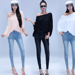 Kilonova大圆领蝙蝠袖斗篷垂感上衣慵懒风宽松中长款百搭松弛T恤