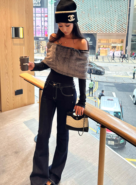 Kilonova美式复古明线微喇牛仔裤新款中低腰显瘦修身丰胯时尚长裤