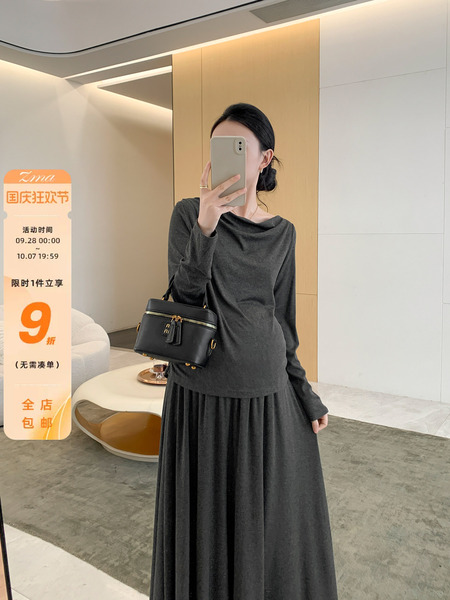 ZMA纯欲天花板！孕妇装秋套装2026新款时尚上衣秋冬孕妇半身裙子