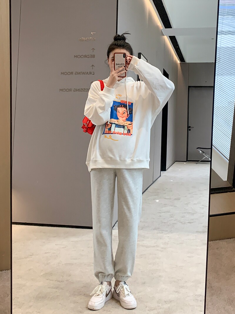 ZMA 출산복 [솔트걸] 봄 가을 멋쟁이 임산부 스웨터 세트 봄 캐주얼 나들이용 스포츠 팬츠