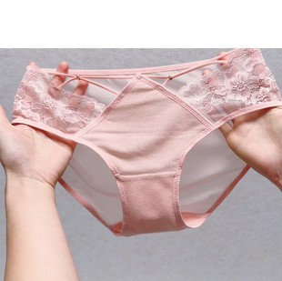 镂空舒适包臀 女青春潮流时尚 性感黑色诱惑火辣中腰三角裤 蕾丝内裤