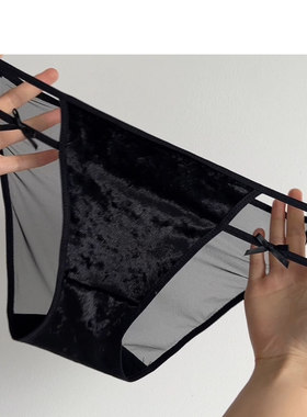 内裤女薄款低腰网纱少女三角短裤黑色浪漫~高叉蕾丝纯欲性感米白