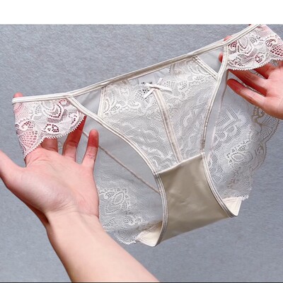 法式舒适网纱透气无痕三角裤镂空短裤头纯欲性感蕾丝女士内裤低腰