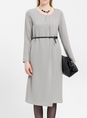 春季黑色黄色软羊皮极细款女士连衣裙带无扣打结多圈裙带腰带