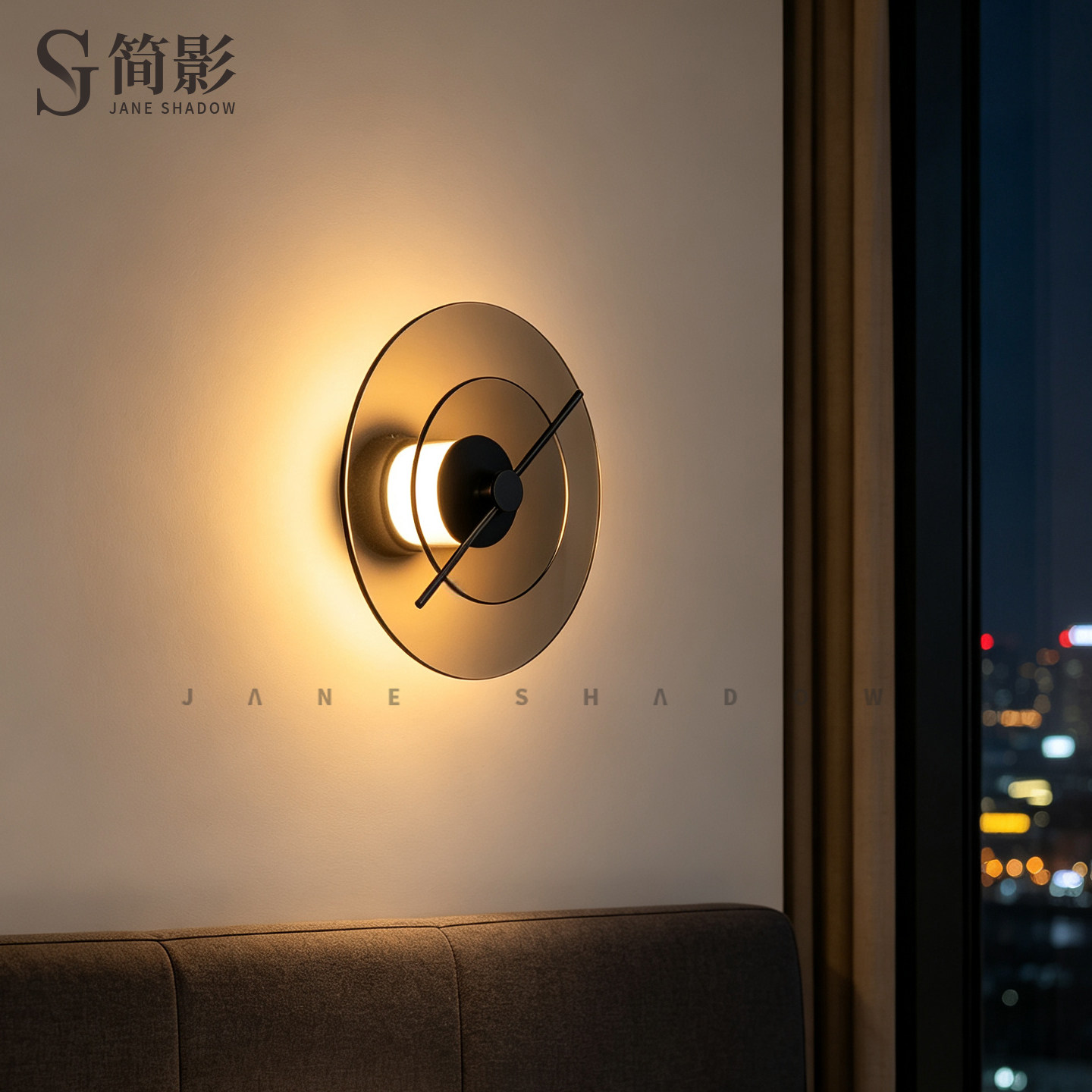意式现代简约壁灯客厅背景墙灯设计师创意调光月轮玻璃壁灯床头灯