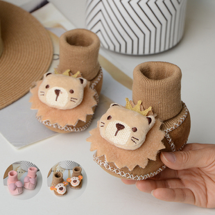 加绒新生婴儿鞋 袜一体加厚软底宝宝步前鞋 子0 12个月婴儿鞋 冬季