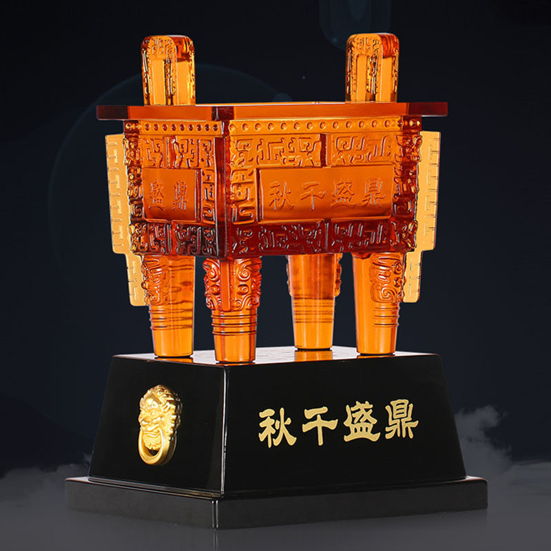 鼎盛千秋方鼎琉璃摆件商务庆典纪念办公桌客厅开业礼品定制工艺品