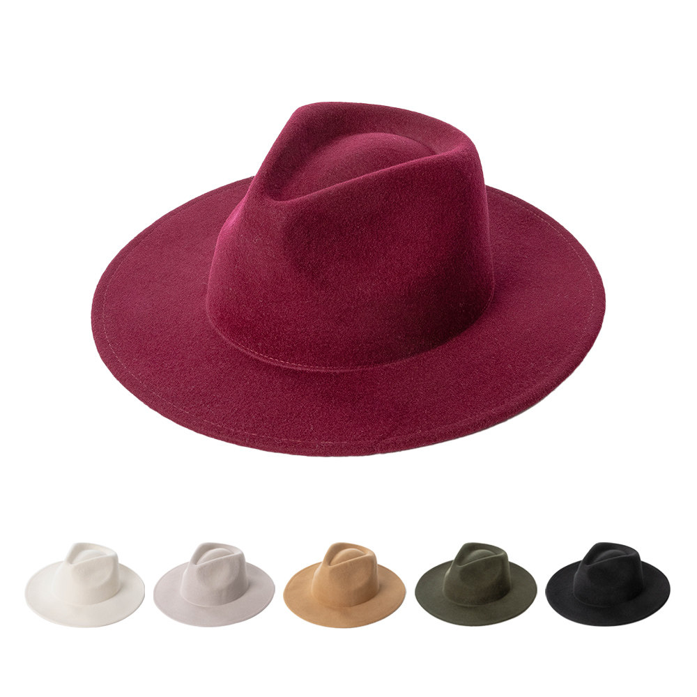 秋冬时尚休闲简约羊毛呢爵士帽户外逛街保暖凹造型英伦羊毛毡礼帽