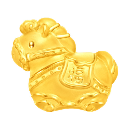 周大福马年福字小马足金转运珠