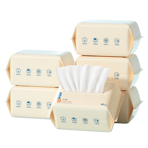 子初绵柔巾儿童一次性洗脸巾宝宝专用非棉柔巾家用洁面巾80抽6包