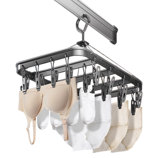 优勤铝合金袜子晾晒架多夹子家用无痕不锈钢晾衣架阳台晒袜子