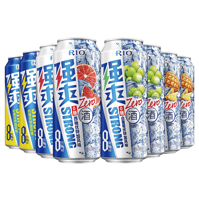 RIO锐澳洋酒强爽ZERO系列4口味500ml*8罐预调鸡尾酒