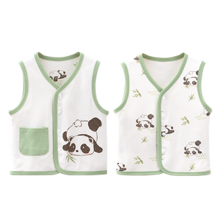 婴蓓依婴儿马甲儿童纯棉a类双面两穿坎肩男女宝衣服春秋夏款上衣